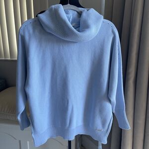 Anselmi Baby Blue Cotton Knit Dolman Sleeve Sweater Slit Sides  M